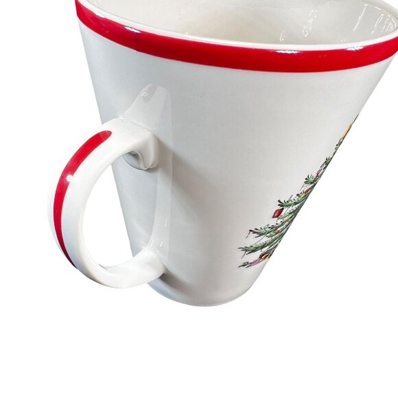 Spode Christmas Tree Red Trim Handle Mug 14 oz Holiday Original Box 4.5" - Picture 4 of 9